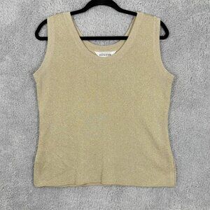 Metallic Knit Tank Size M Gold Sleeveless Scoop Neck Shimmer Sparkle